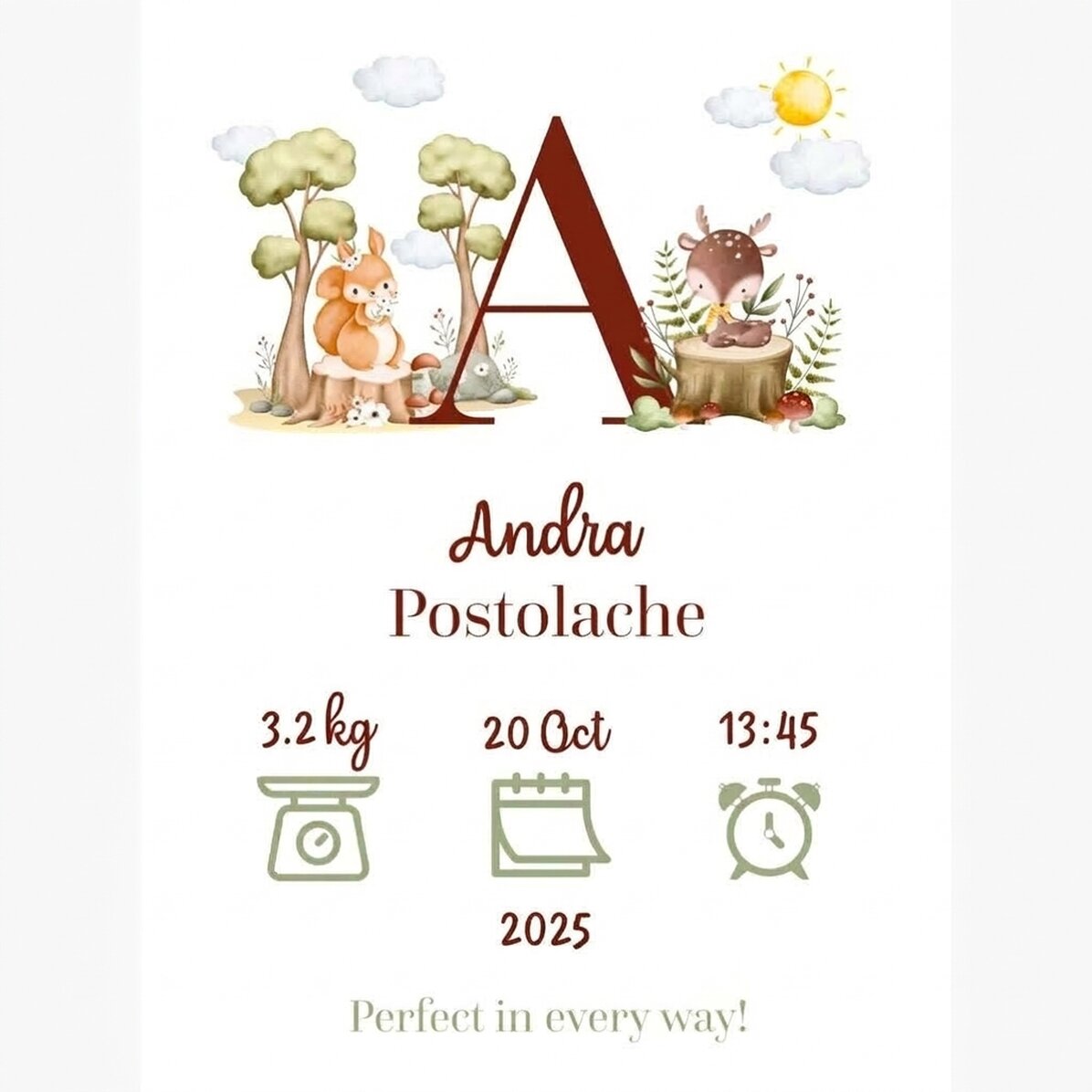 Personalised poster with initial and text - Animals
