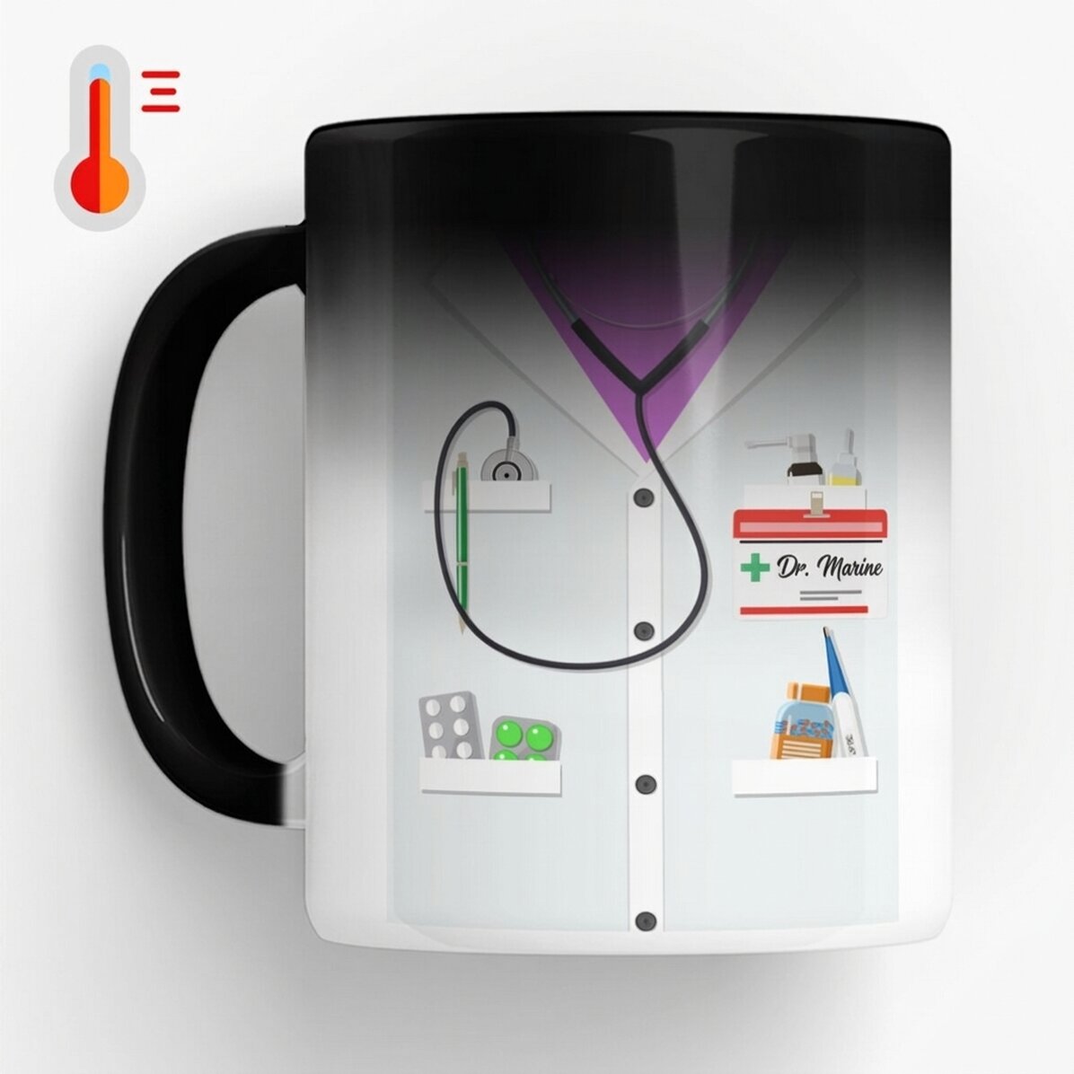 Personalised heat-sensitive mug with text - For doctors
