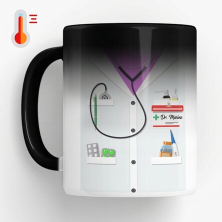 Personalised heat-sensitive mug with text - For doctors