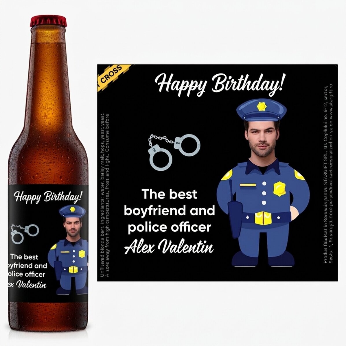 Personalised beer with photo and message - Policeman