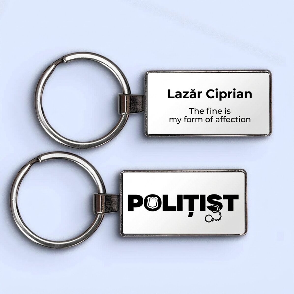 Personalised keyring with name and text - Policeman