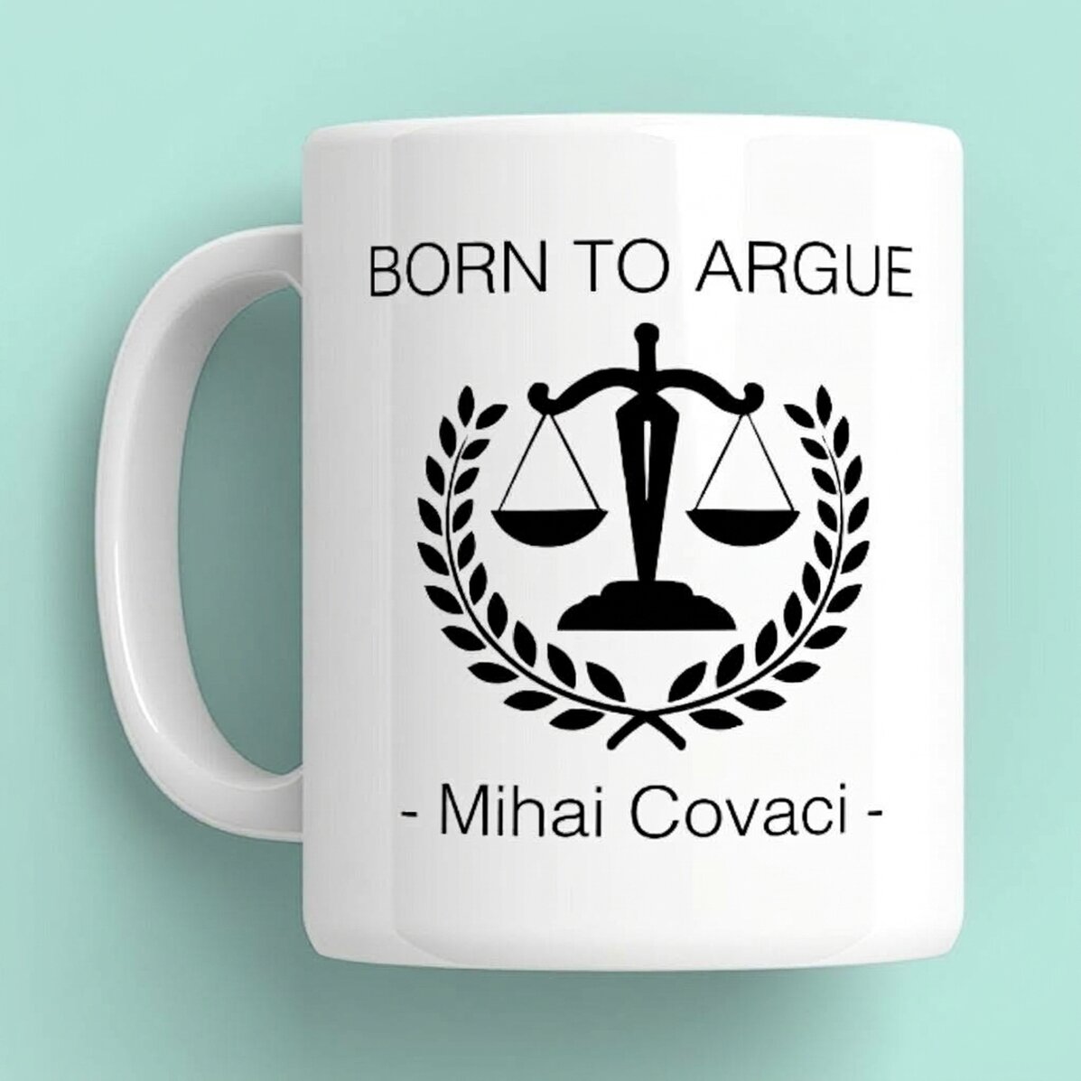 Personalised mug with text for solicitors - Born to argue