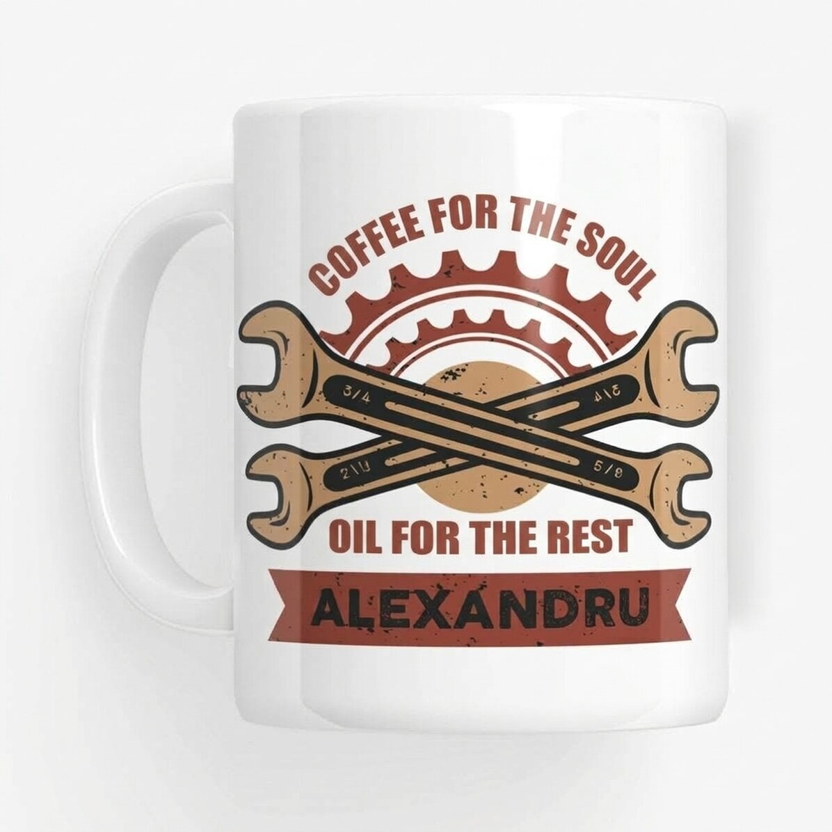 Personalised mug with text for mechanics - Spanners