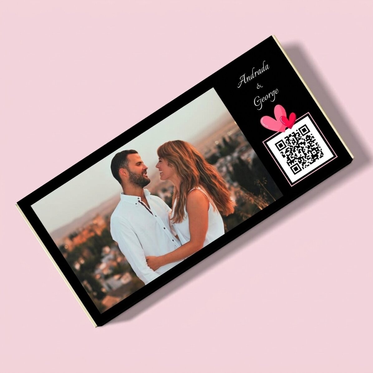 Personalised chocolate with a photo, text and QR code - Love