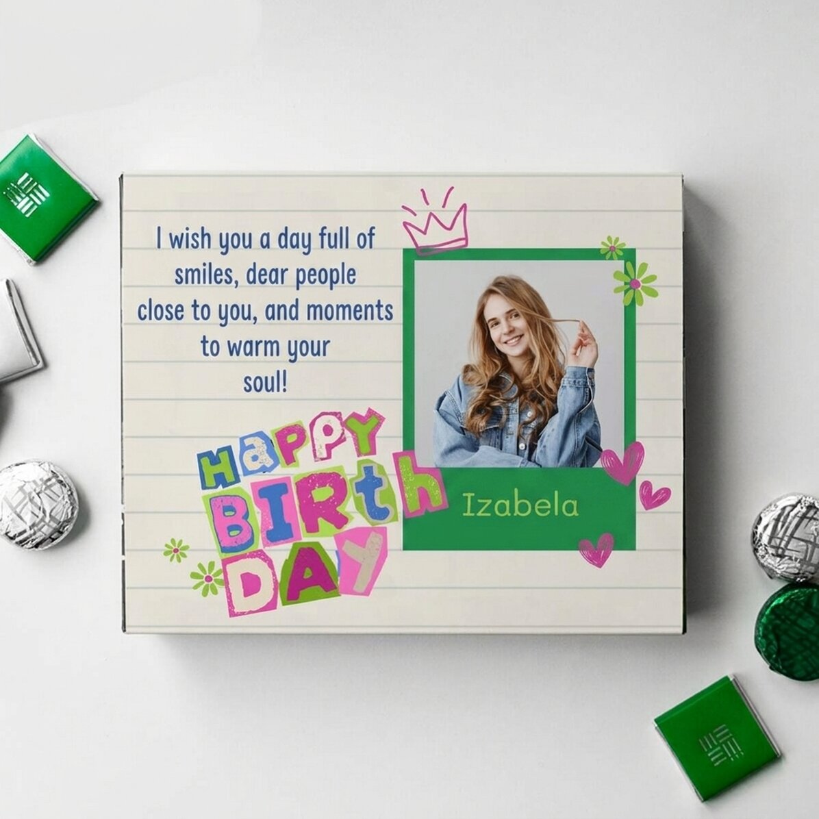 Personalised box of sweets with a photo and message - Happy Birthday!