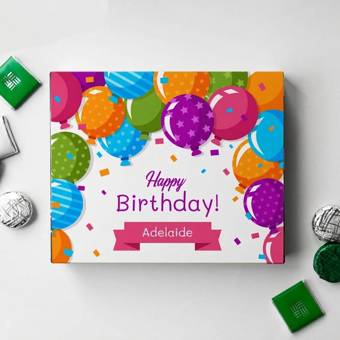 Personalised sweet box with text - Balloons