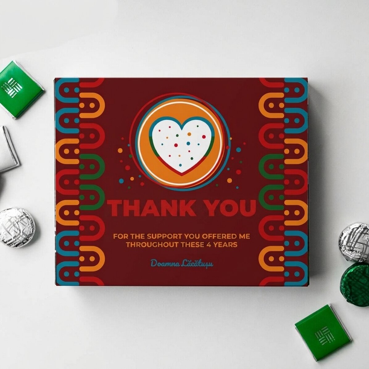 Personalised box of chocolates with message - Colourful appreciation
