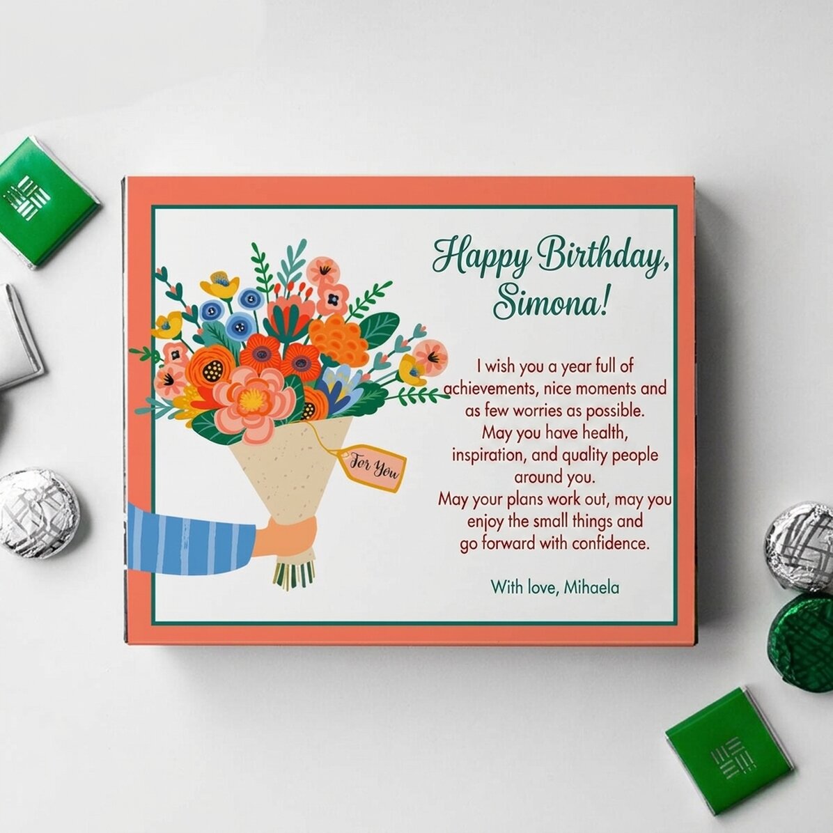 Personalised candy box with text - Flowers