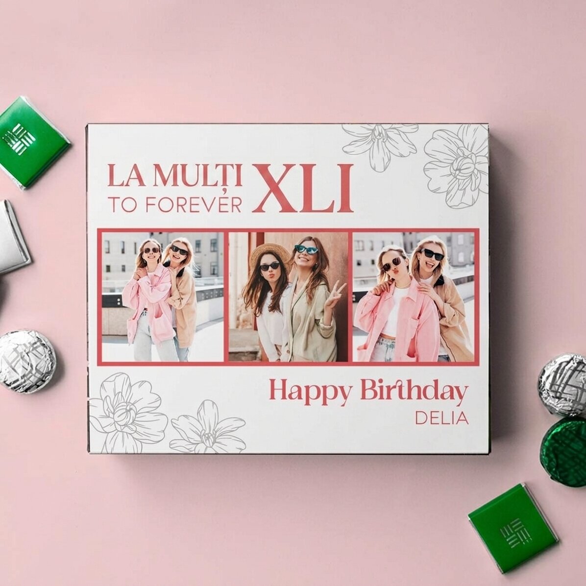 Personalised box of sweets with photos and text - Cheers