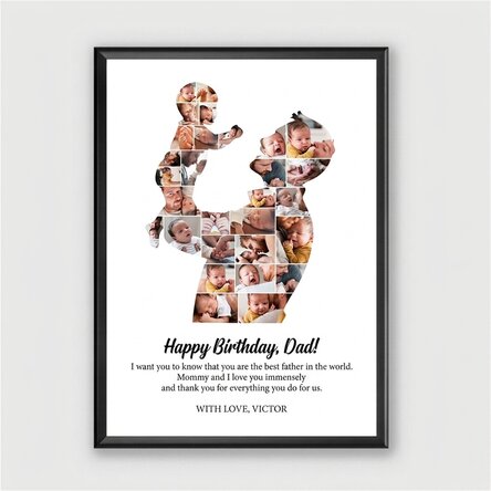 Personalised canvas with text and 29 photos - Dad and baby