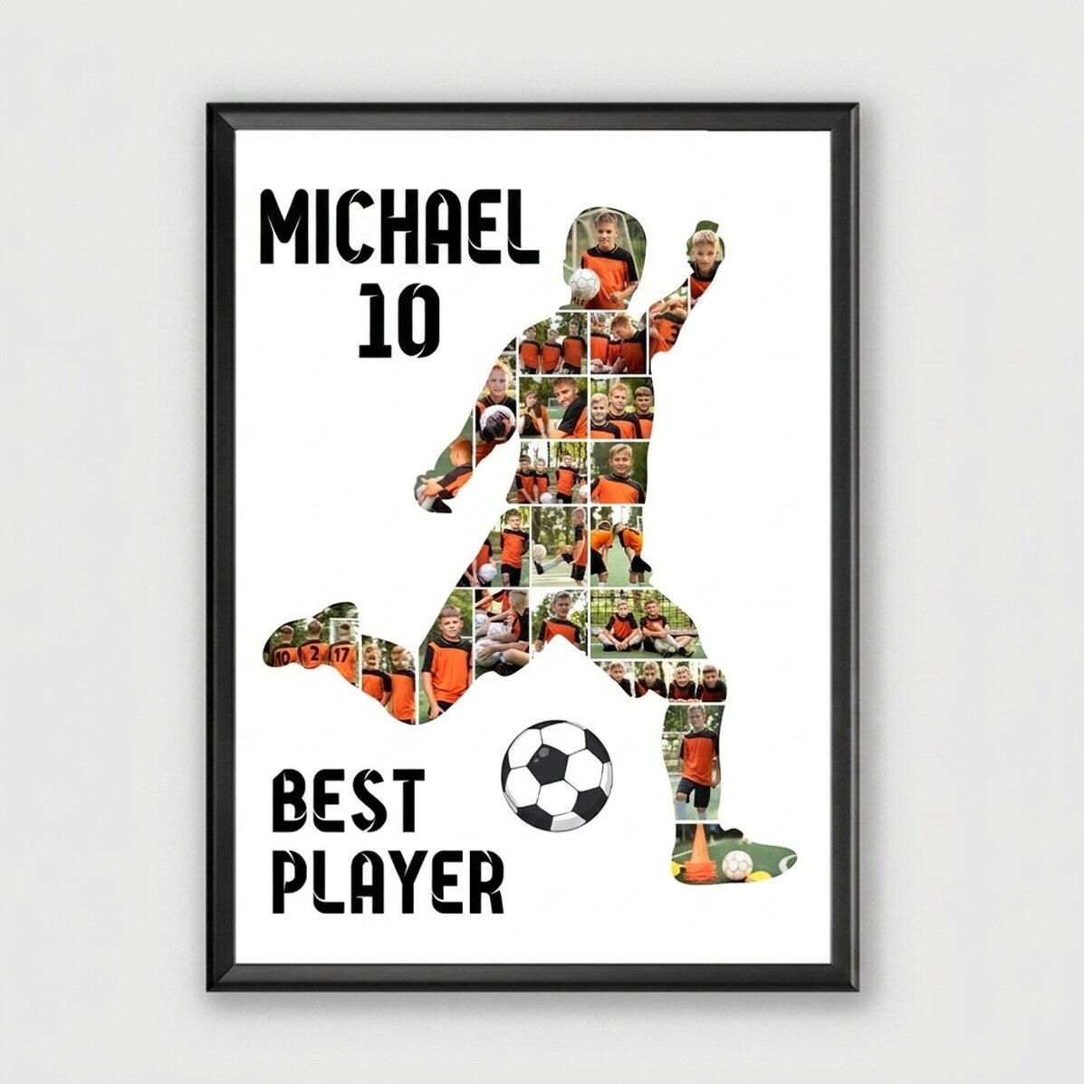 Personalised canvas with 23 photos and text - Football
