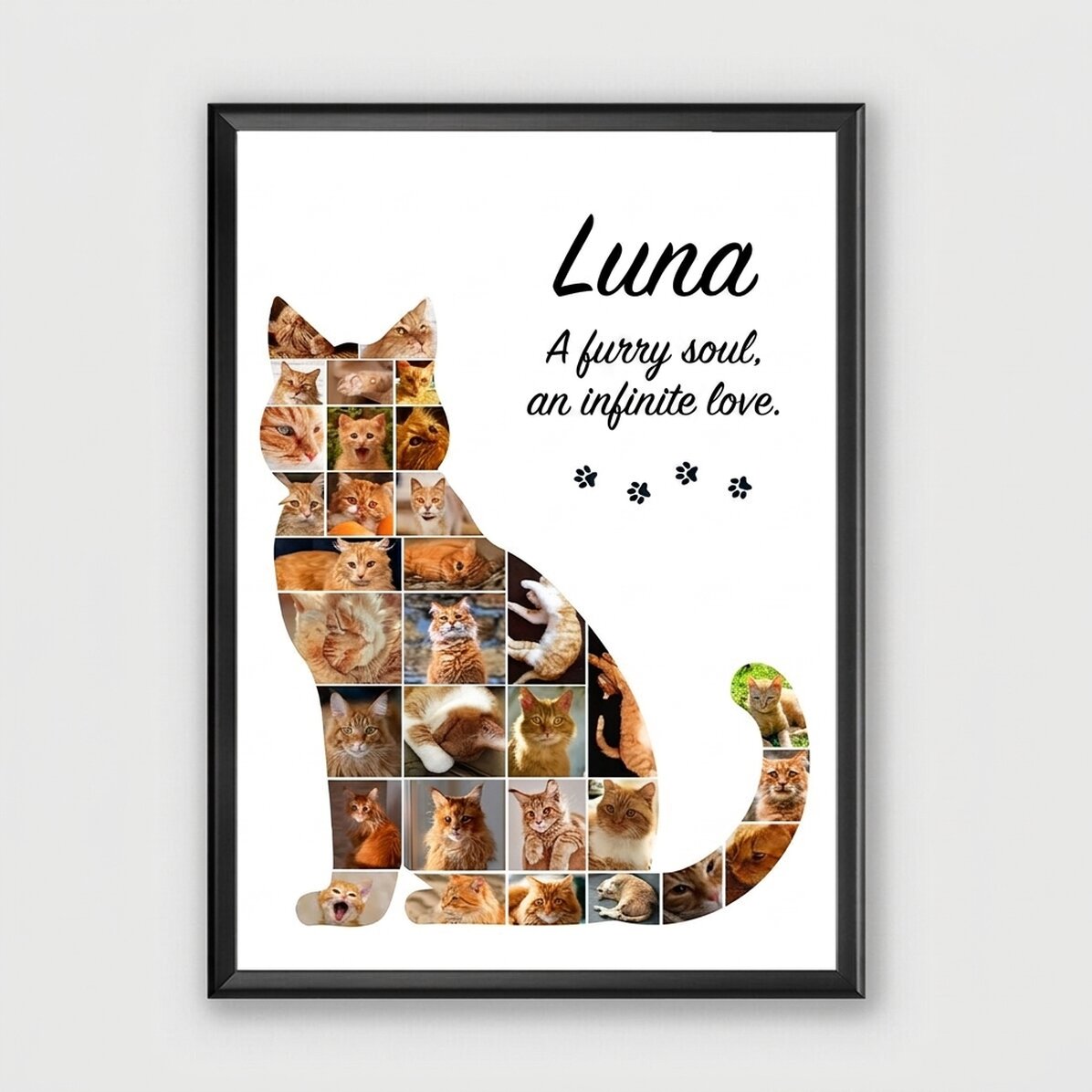 Personalised canvas with 32 photos and text - Cat