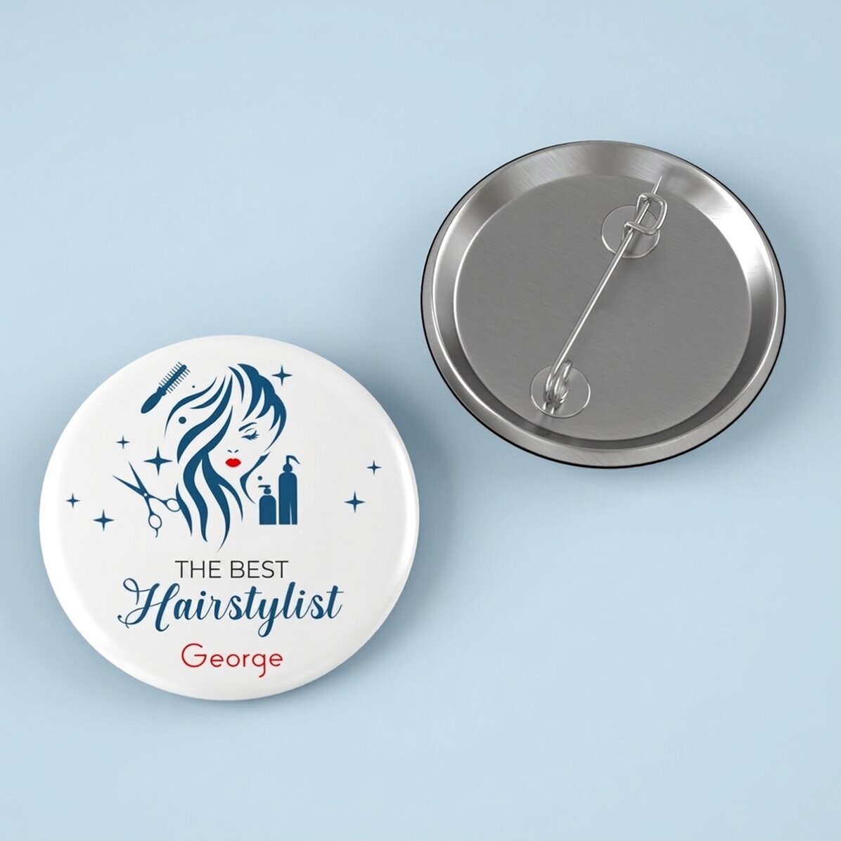 Personalised badge with message - Best Hairstylist