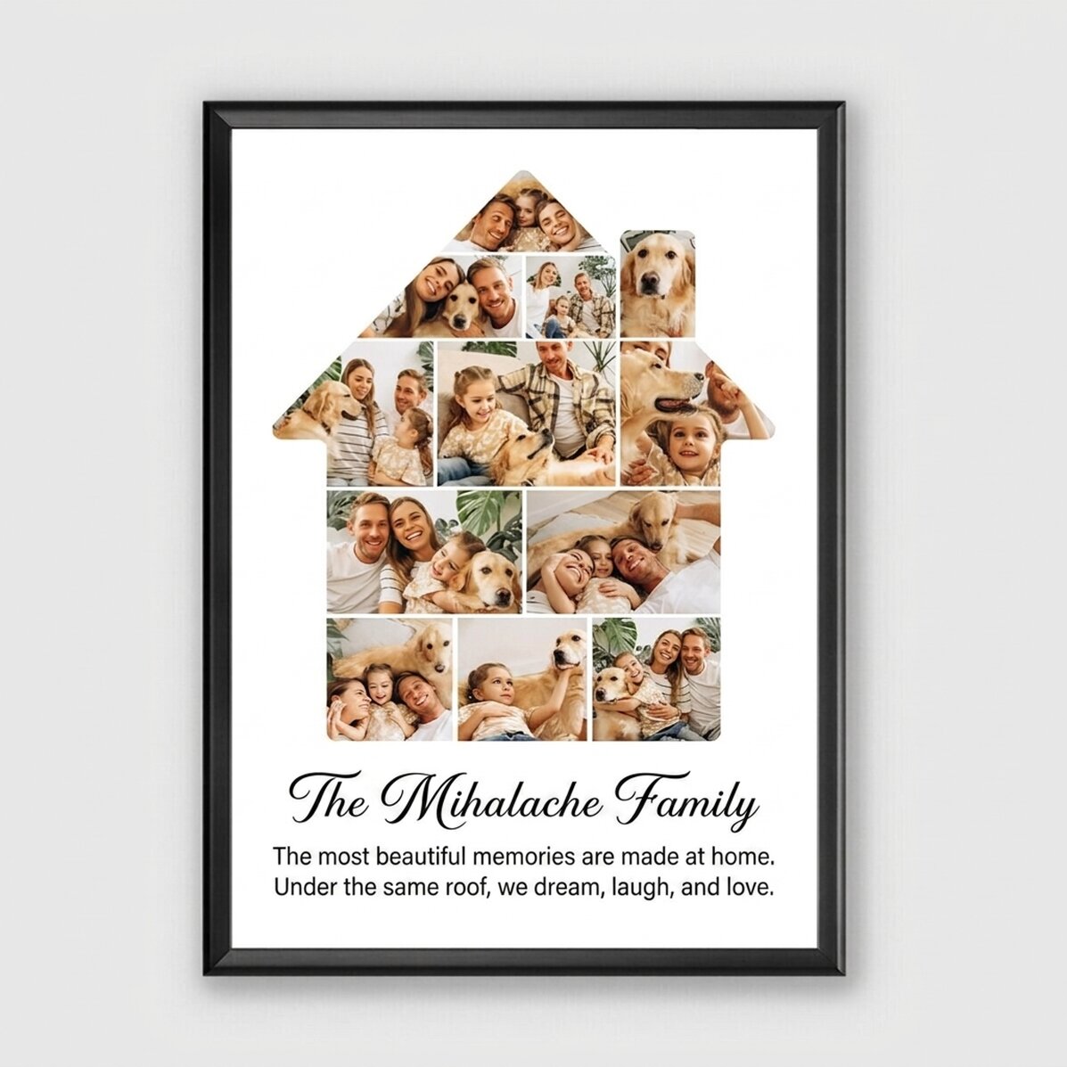Personalised canvas with 12 photos and text - Our home