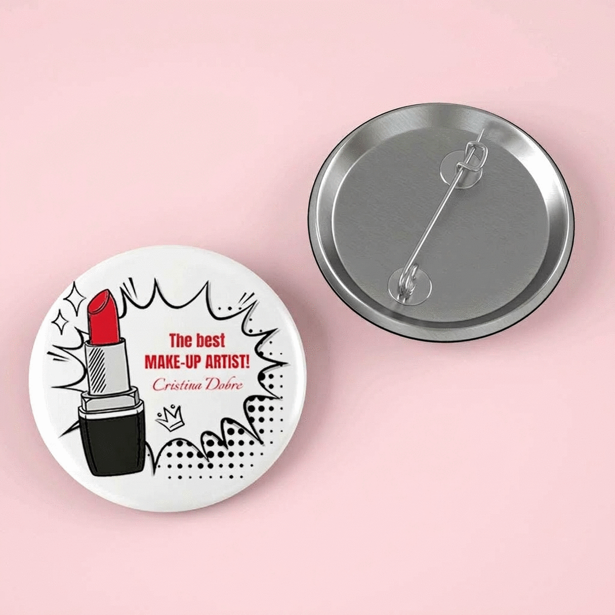 Personalised badge with text - Make-up Artist