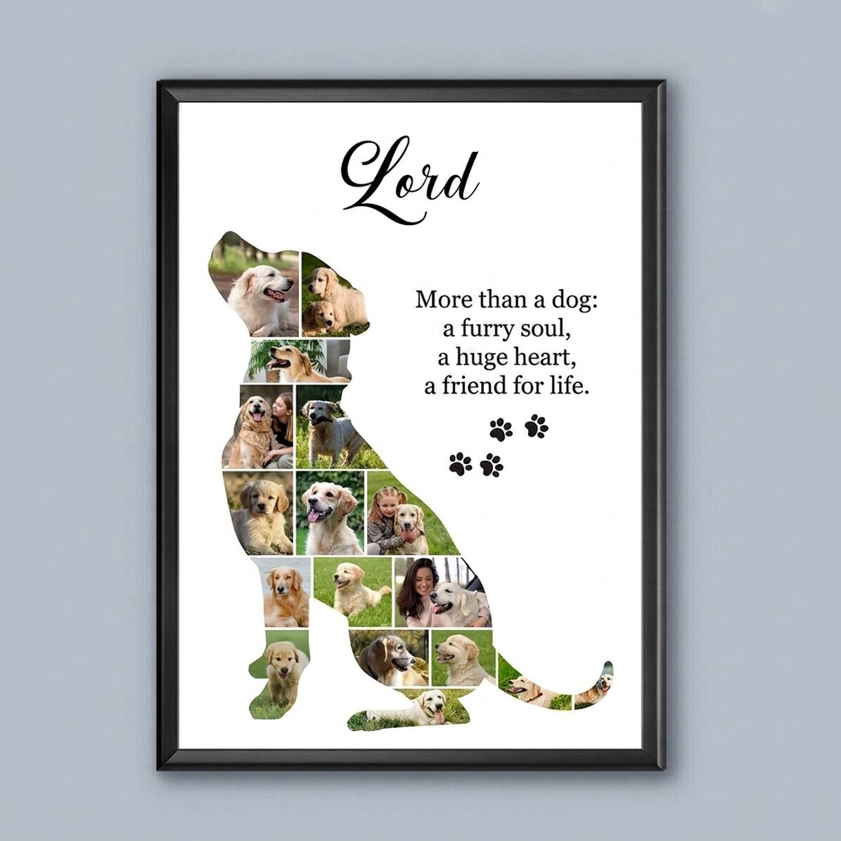 Personalised canvas with 17 photos and text - Large dog