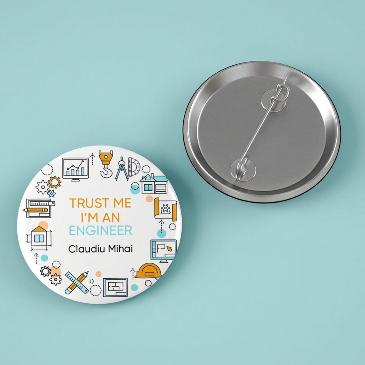 Personalised badge with message - Engineer
