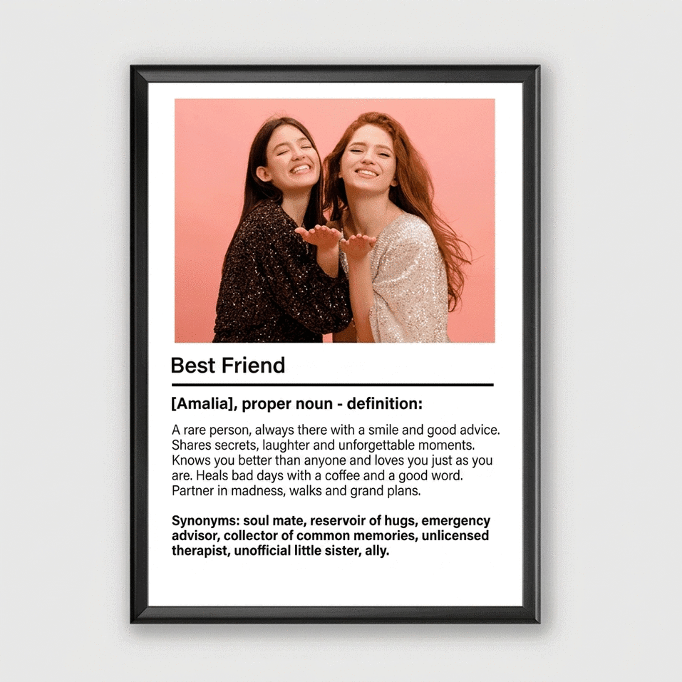 Personalised picture frame with photo and text - Definition