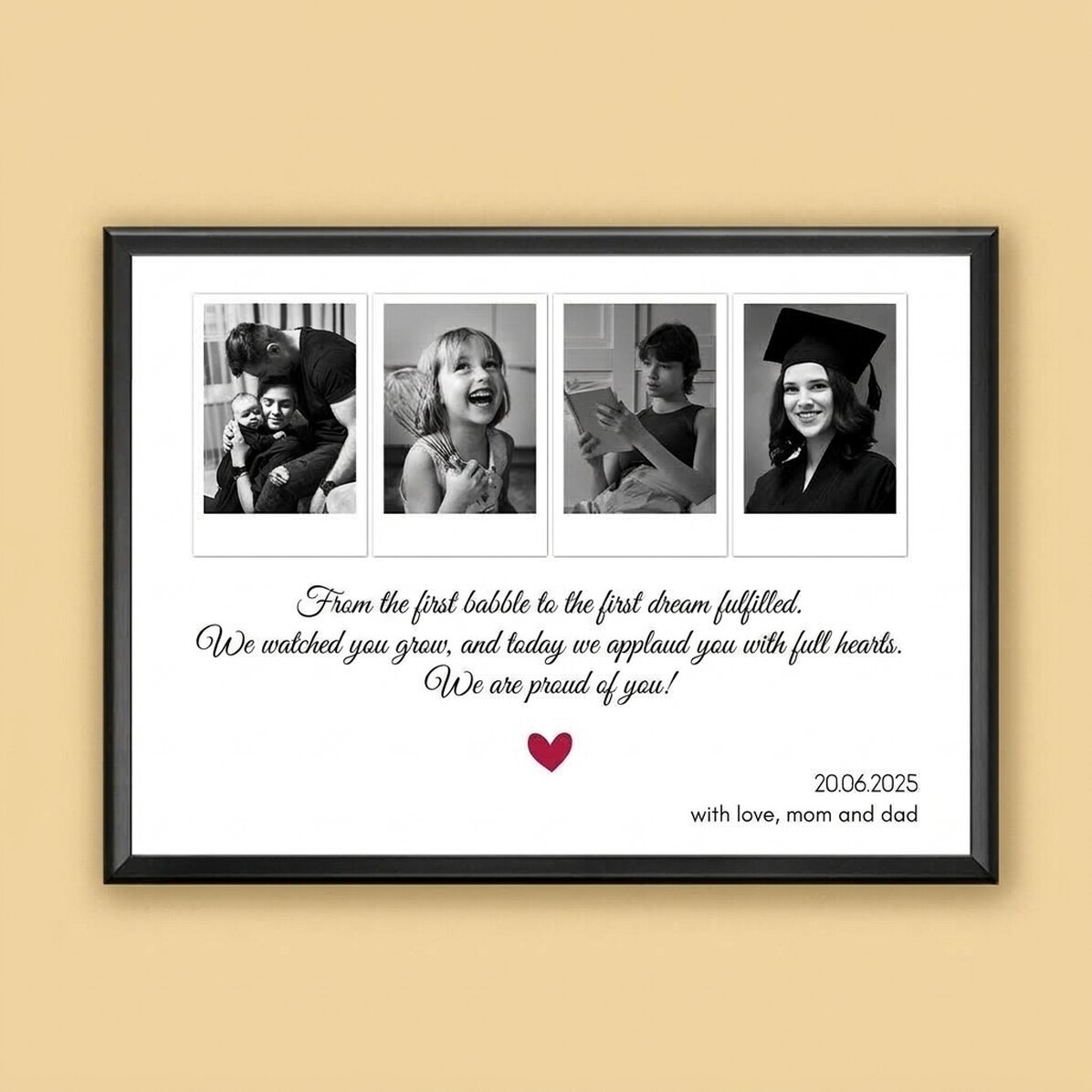 Personalised canvas with 4 photos and text - Cherished memories
