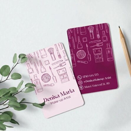Customised double-sided aluminium business card with text - Make-up Artist