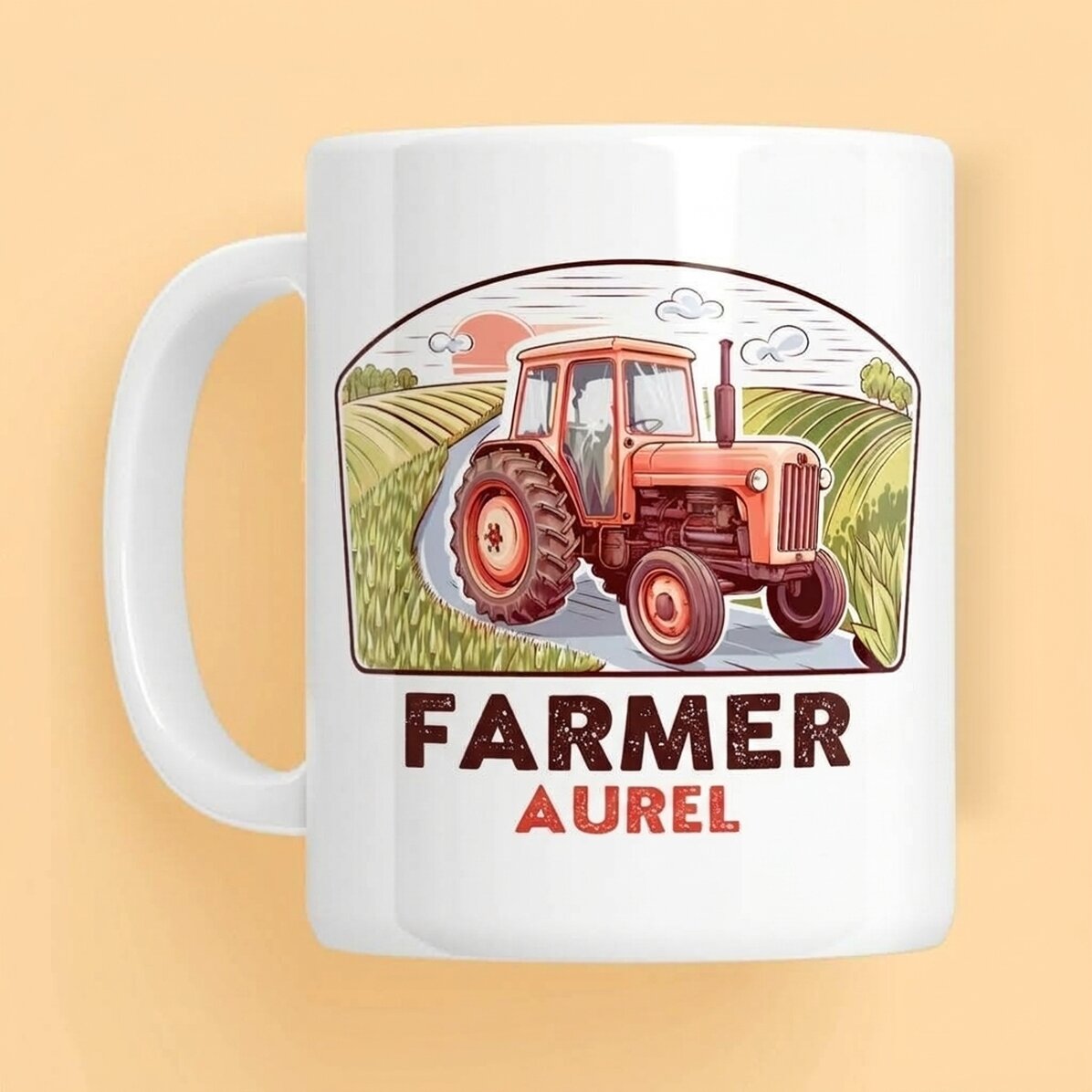 Personalised mug with text for farmers - Tractor
