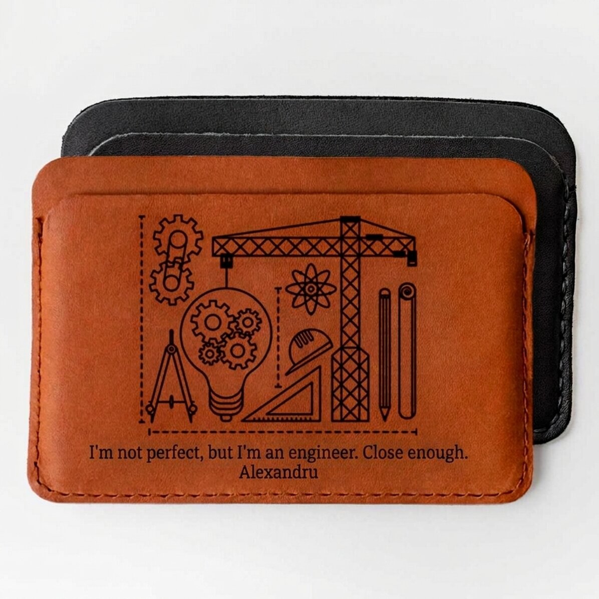 Personalised leather wallet with message - Engineer