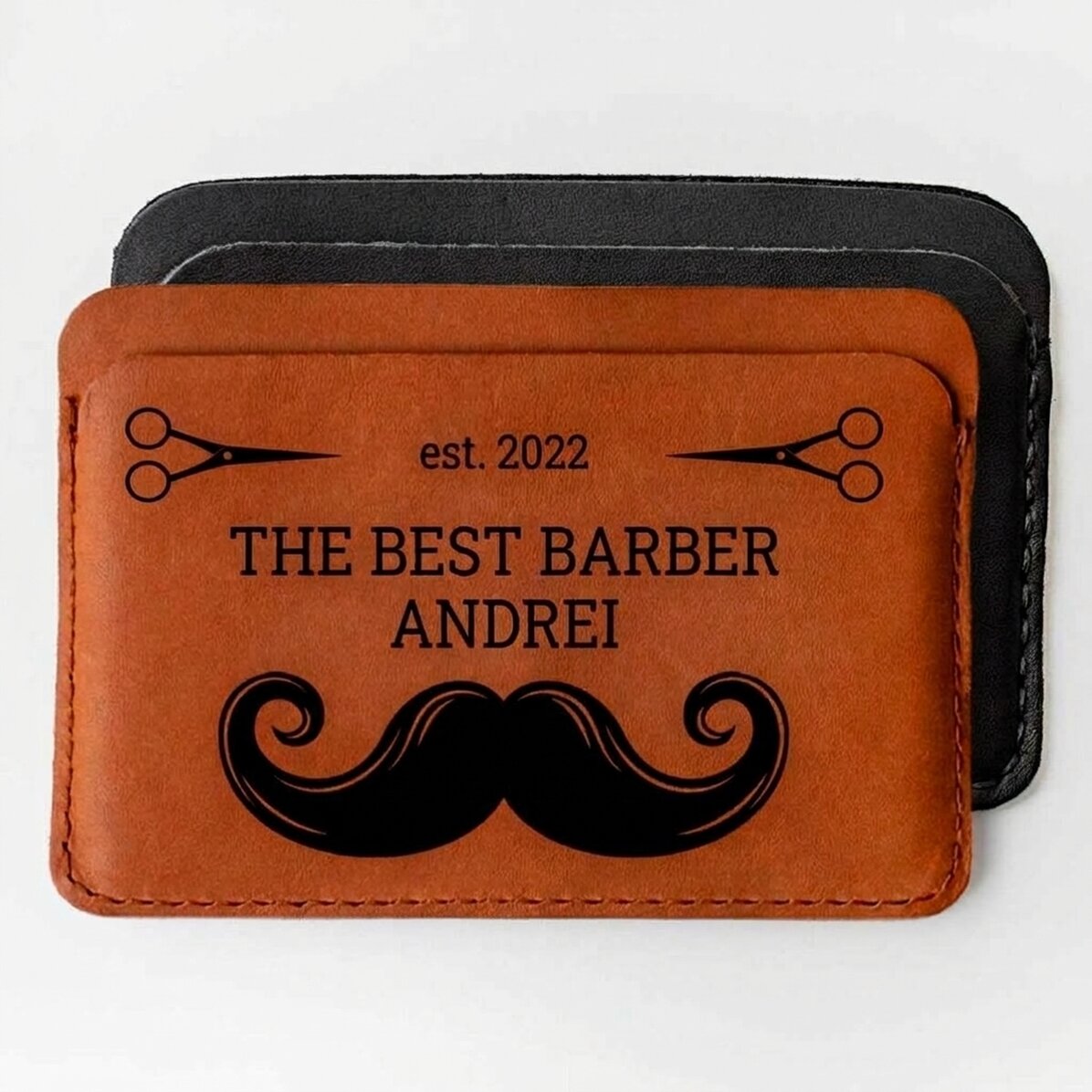Personalised leather wallet with message - Barber