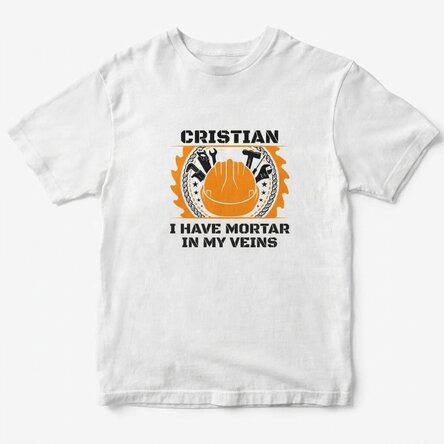 Customised cotton T-shirt with text for builders - Equipment