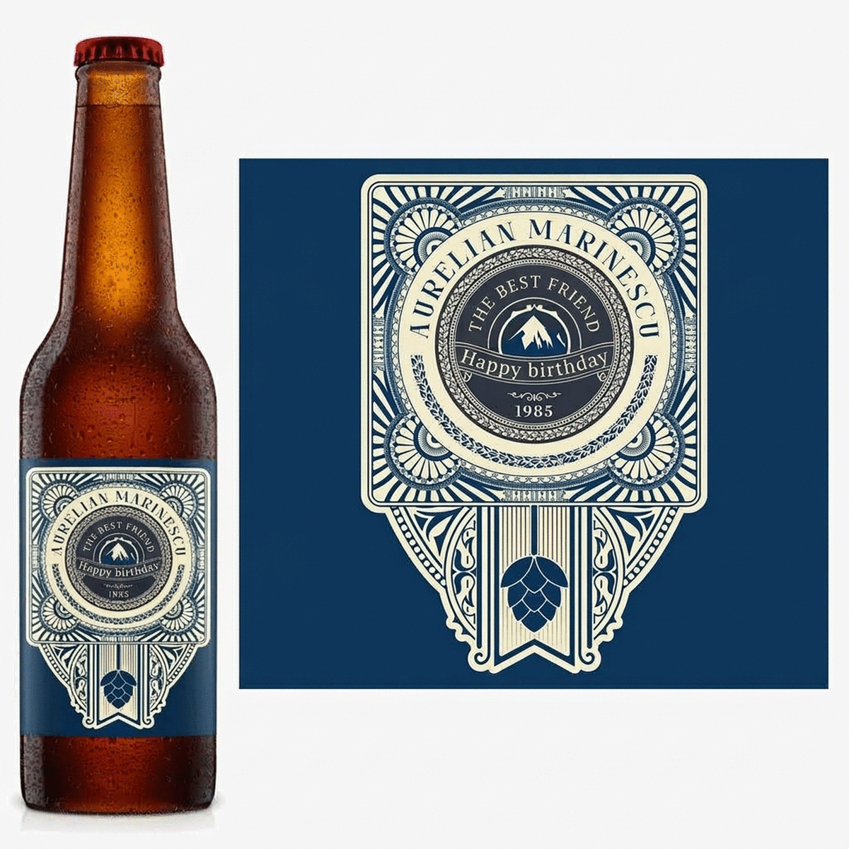 Personalised beer with message - Vintage Hop
