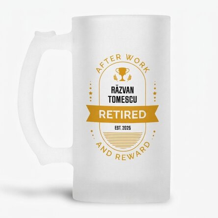 Personalised beer mug with message - Retirement