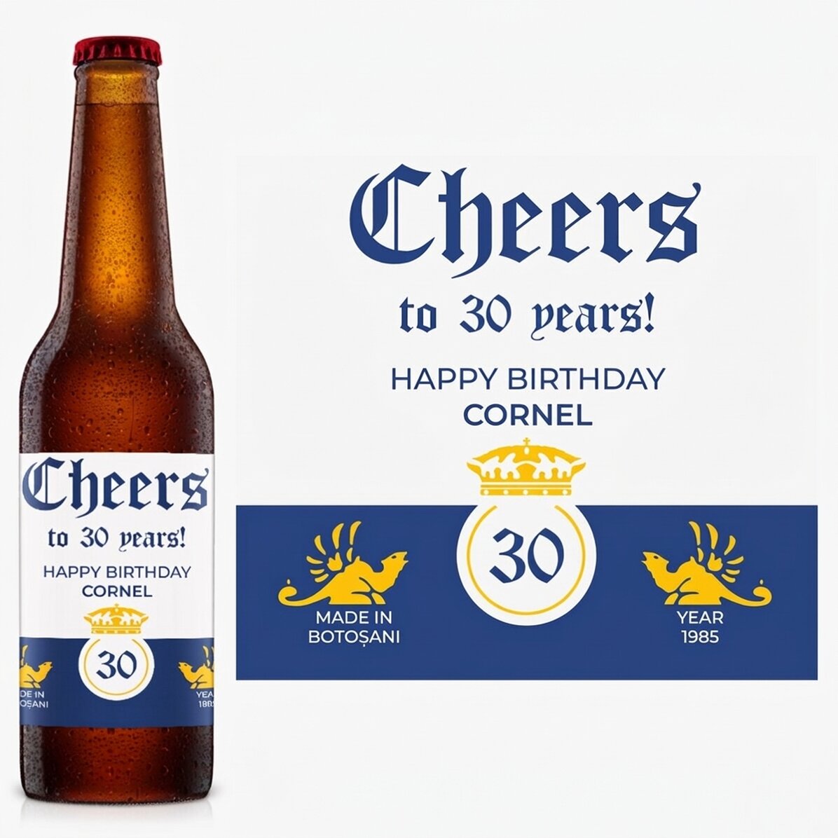 Personalised beer with text - Crown