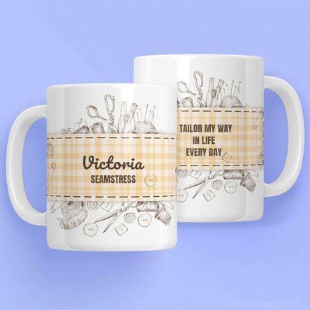 Personalised mug with text for tailors - Sewing kit