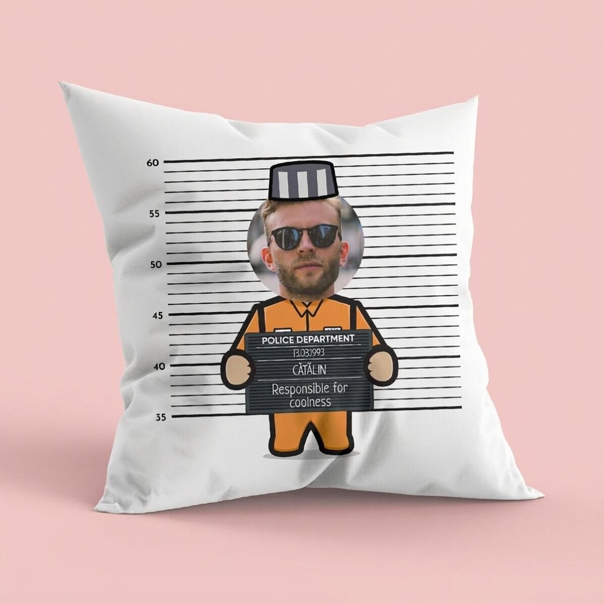 Personalised cushion with photo and text - Prisoner