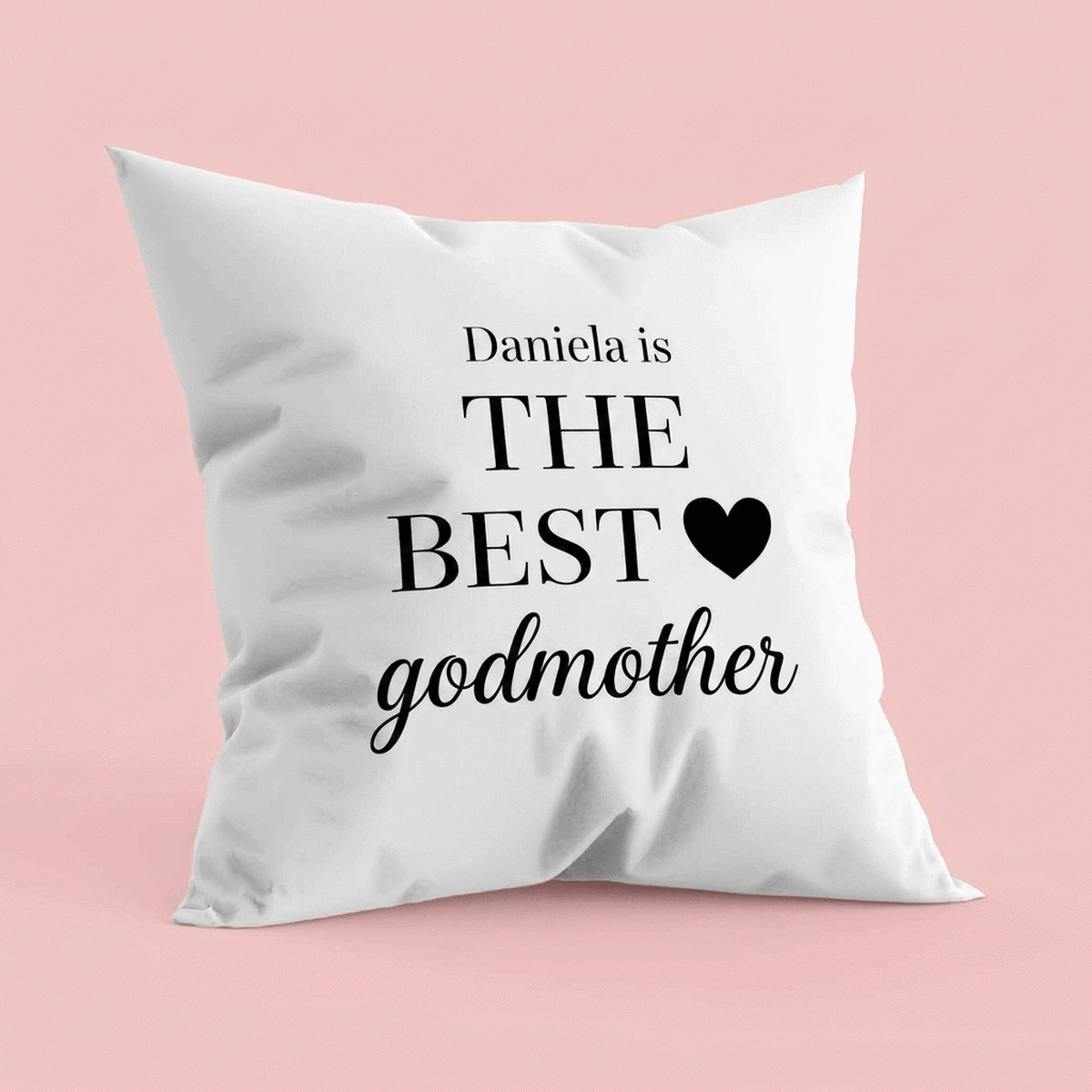 Personalised cushion with message for godparents