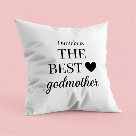 Personalised cushion with message for godparents