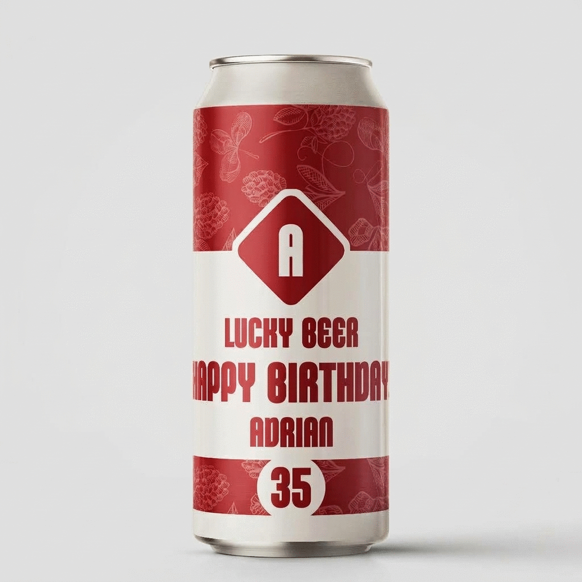 Personalised beer can with text - Lucky Beer