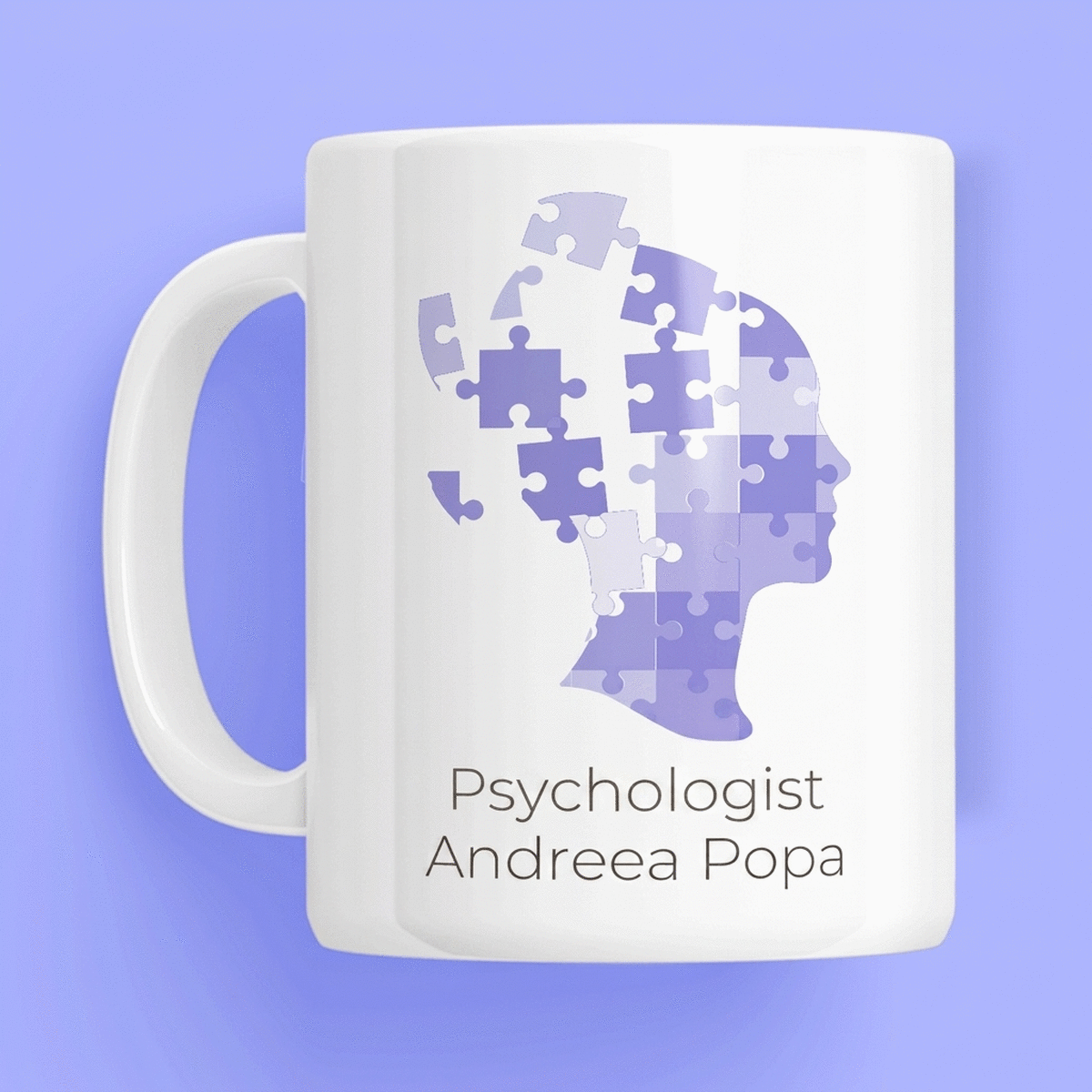 Personalised mug with text for psychologists - Mental puzzle