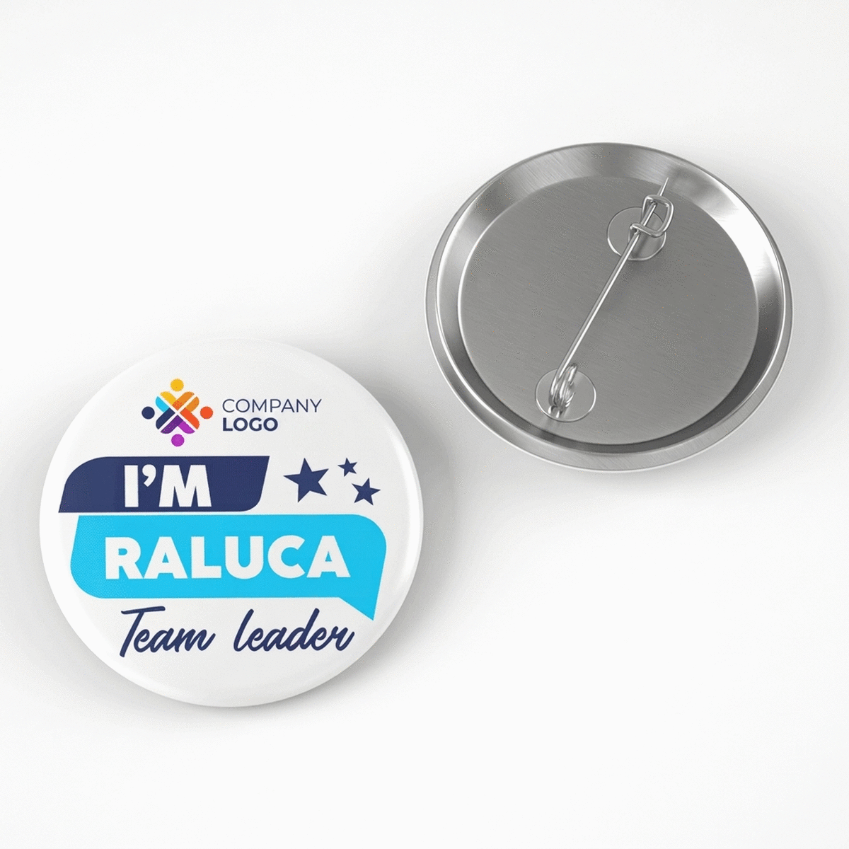 Personalised badge with message and logo - Team