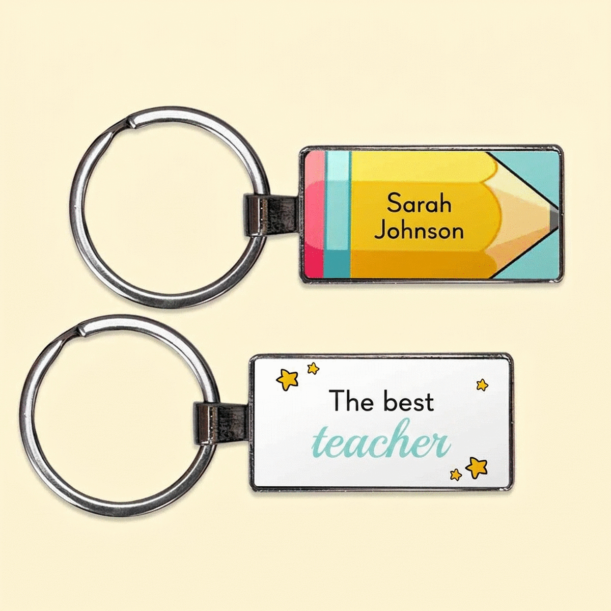Personalised keyring with message for teachers