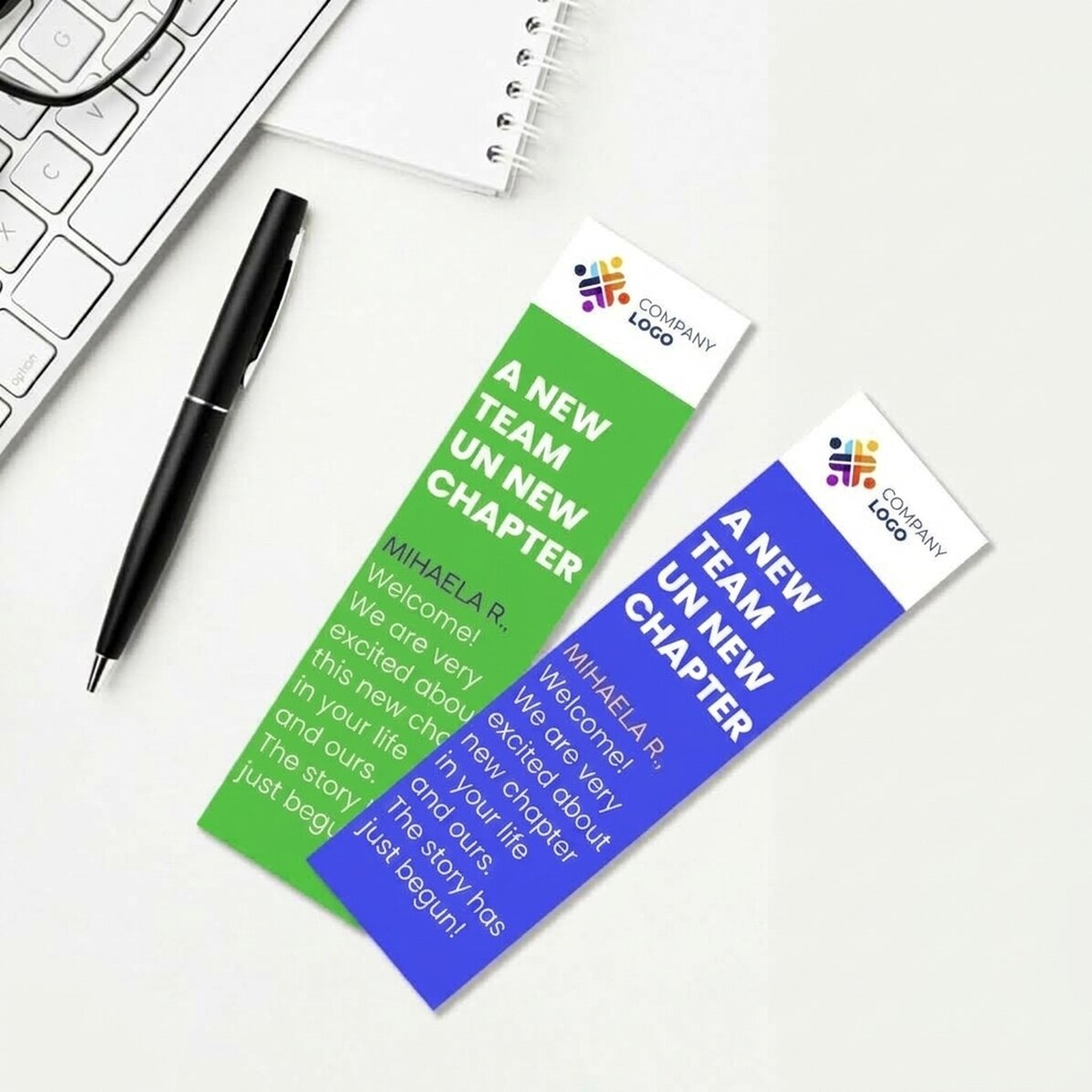 Personalised bookmark with logo and message - Welcome