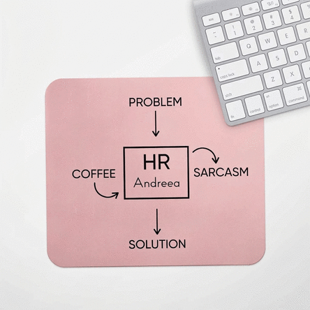 Personalised mouse pad with message for HR