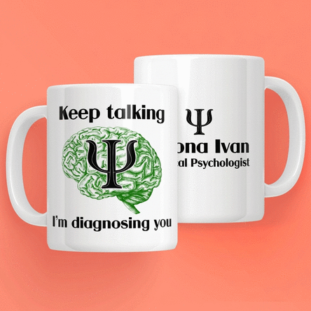 Personalised mug with text for psychologists - Psyche