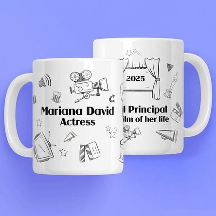 Personalised mug with text for actors - Hand drawn set