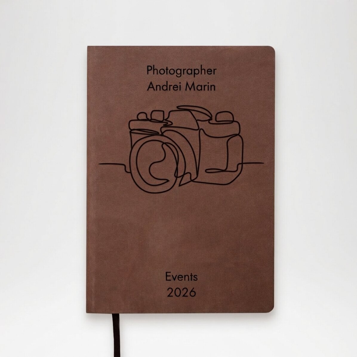 Personalised leather diary with text for Photographer