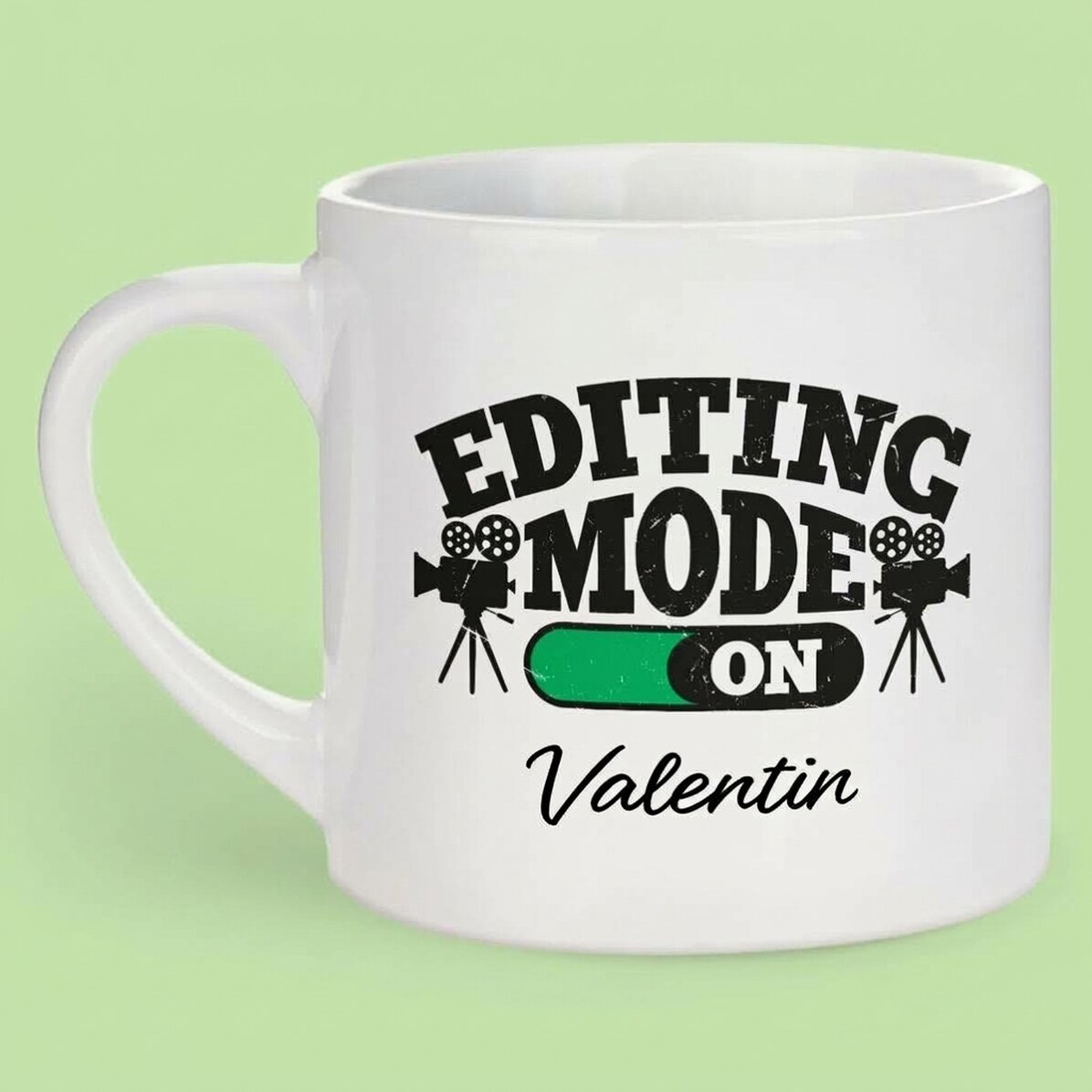 Personalised espresso cup with text - Editing mode on