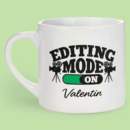 Personalised espresso cup with text - Editing mode on