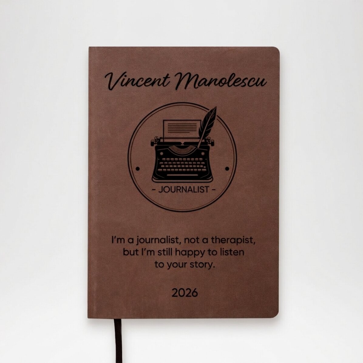 Personalised leather diary with text - Journalist