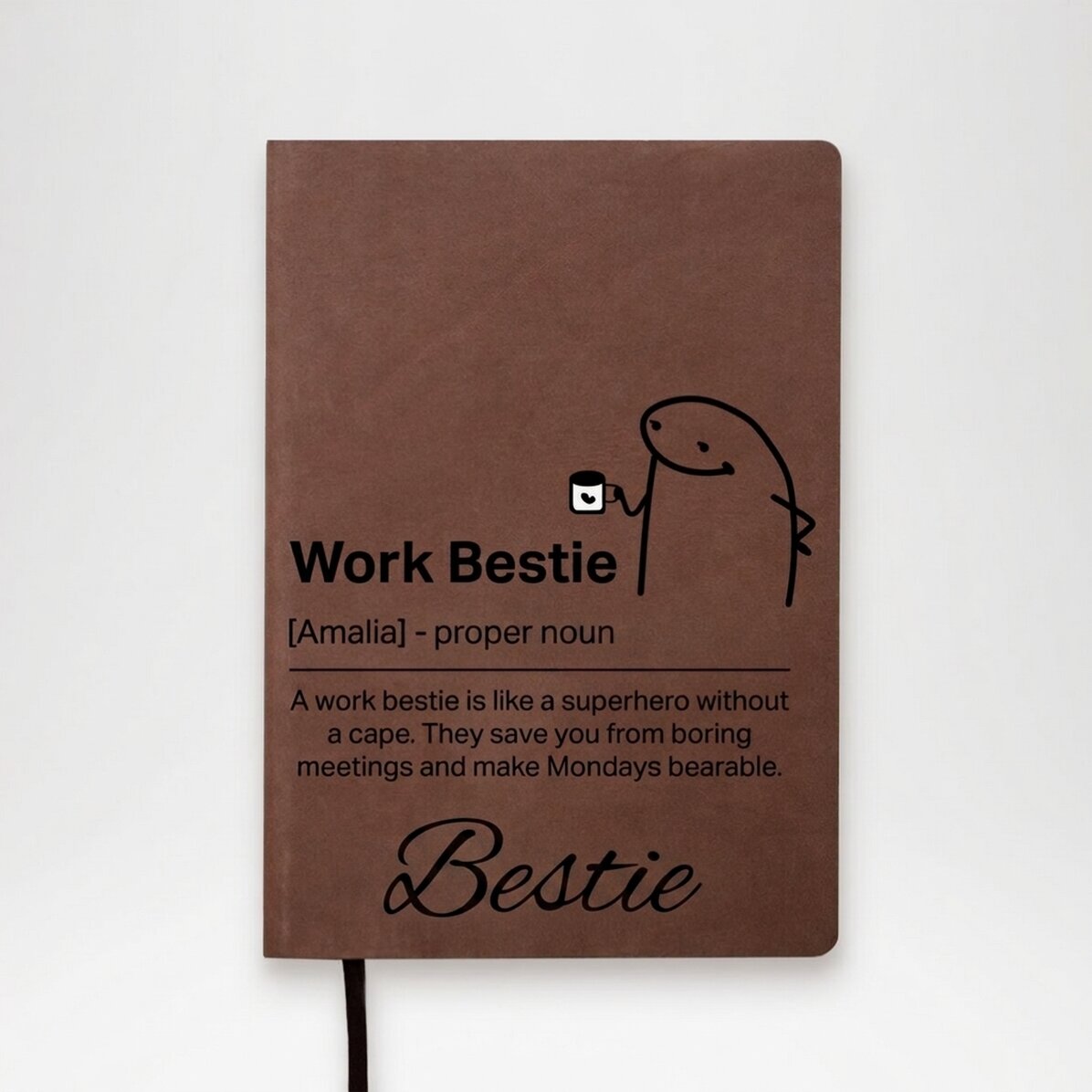 Personalised leather diary with text - Work Bestie