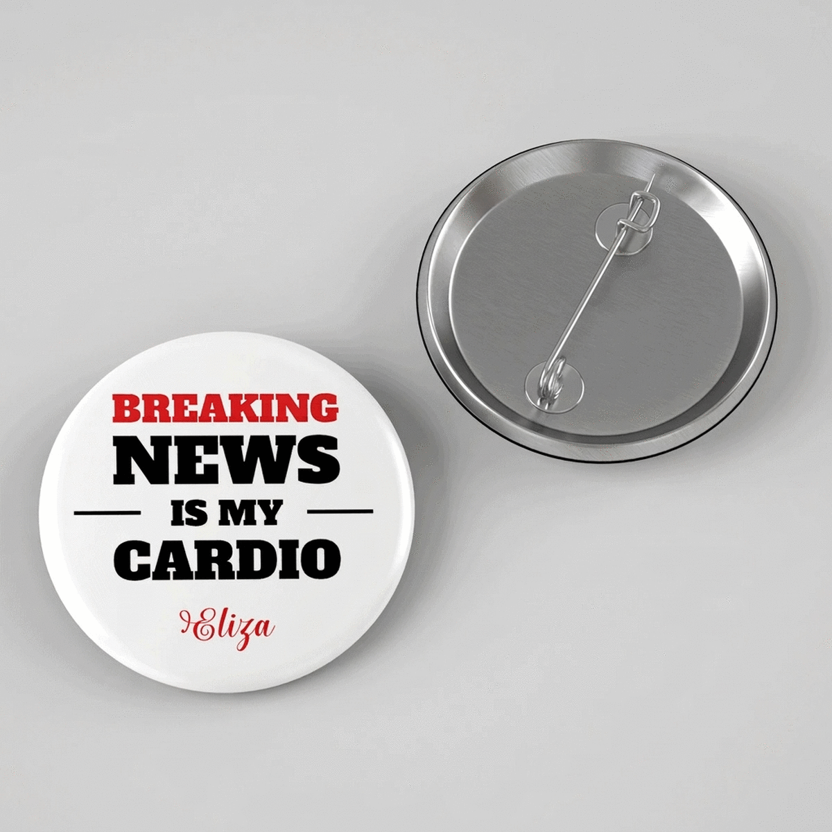 Personalised badge with message for Journalist