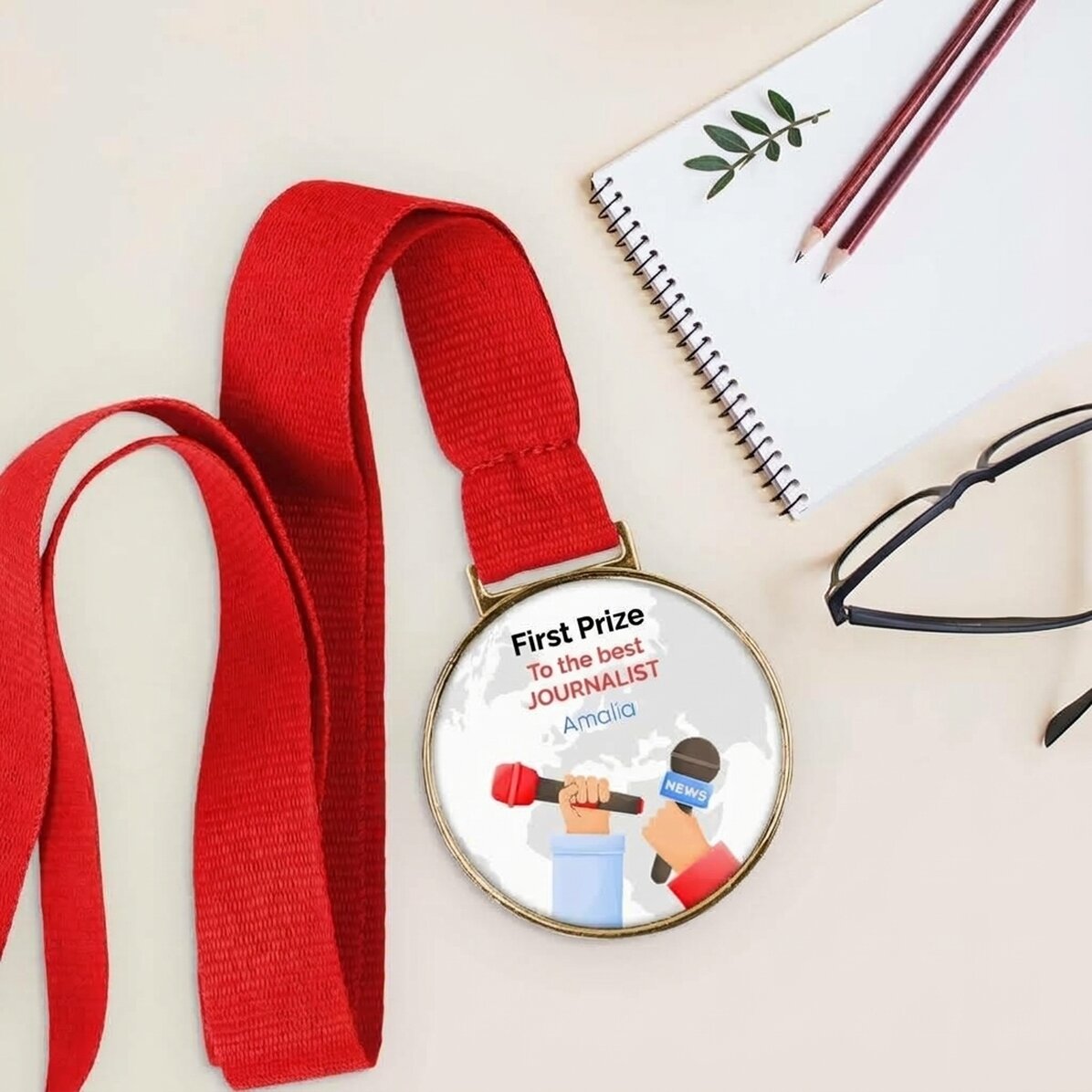 Personalised medal with message - Journalist